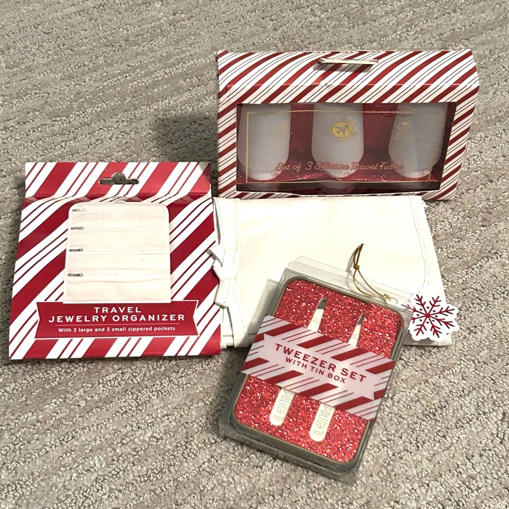 Argento Travel Accessory Gift Set Jewelry OrganizerTweezers & Silicone Tubes NWT